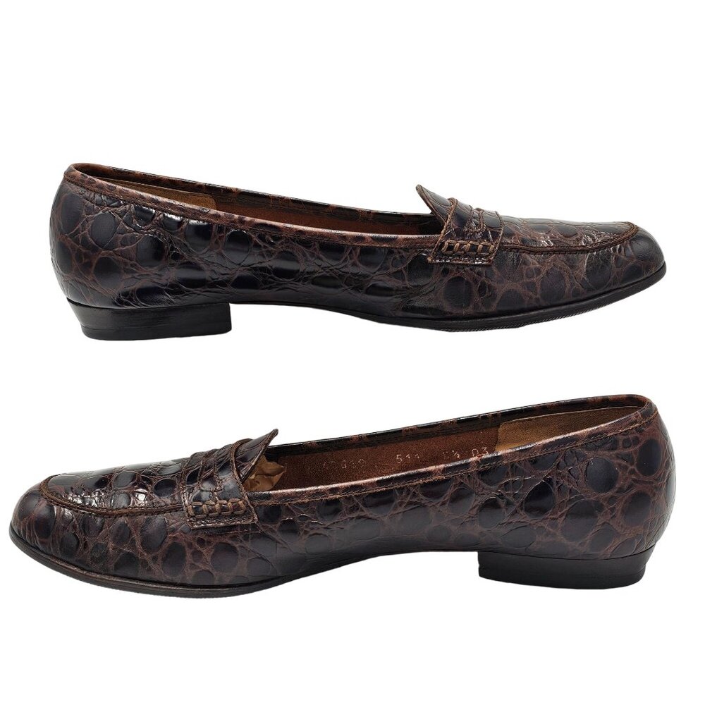 Vintage Salvatore Ferragamo Italy Crocodile Alligator Emb. Womens 8.5AAA Loafers - Picture 10 of 13